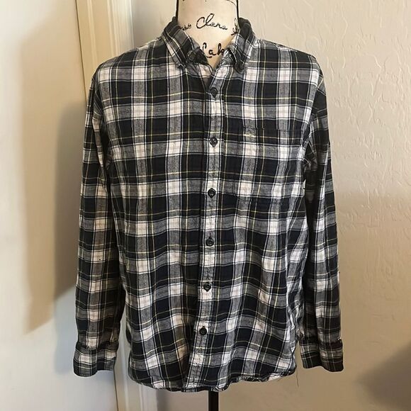 Eddie Bauer Blue Plaid Print Button Closure Flannel Shirt Casual Work Grunge - Picture 1 of 8